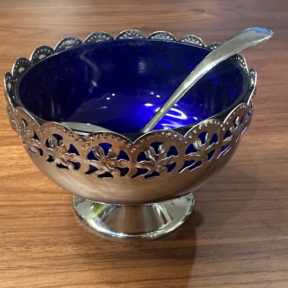 Cobalt Blue Glass Compote/Jam/Relish dish 3 Piece Set